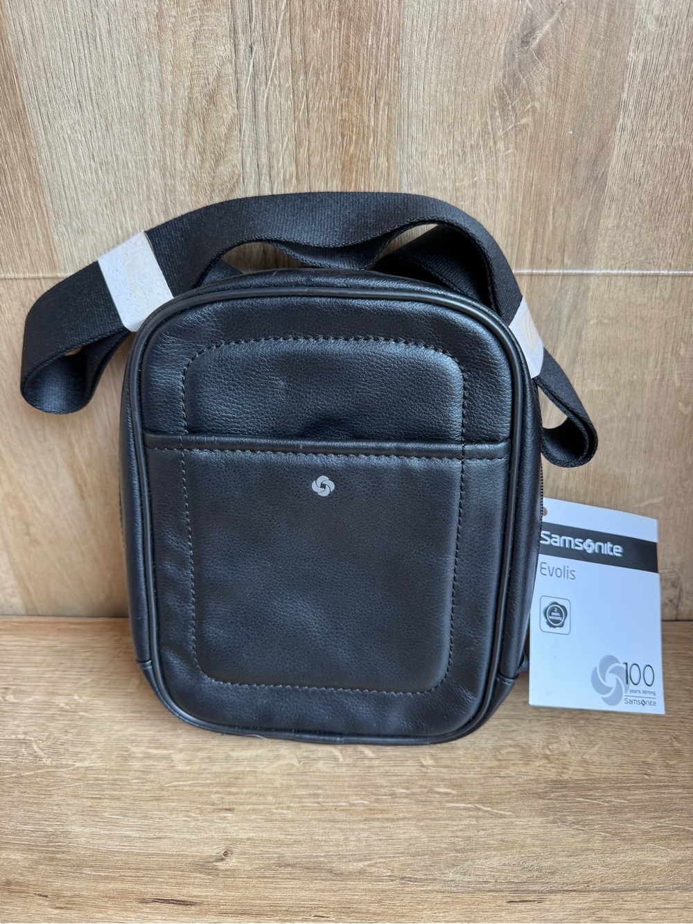 Samsonite Black Leather Men’s Belt/Crossbody Bag